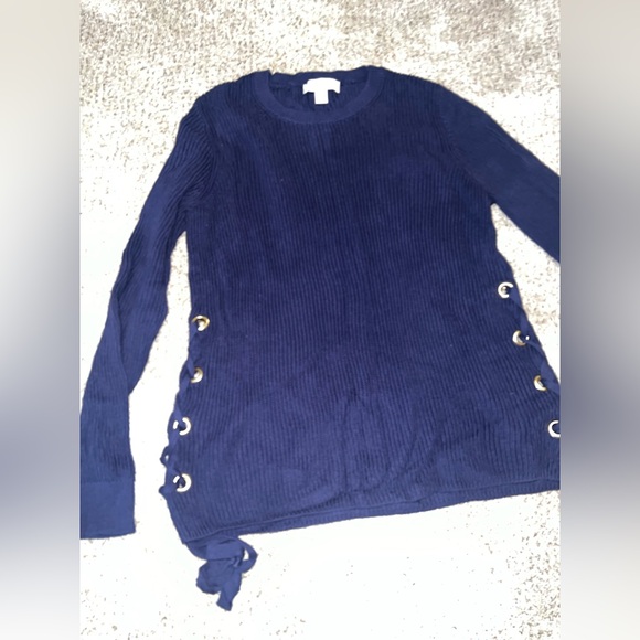 Michael Kors Navy Sweater with Side Ties - Picture 6 of 8